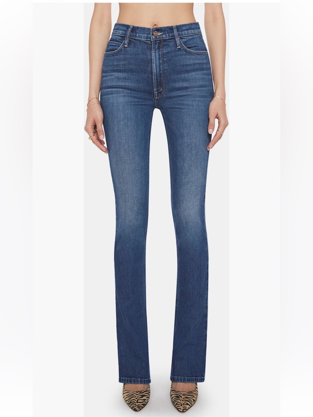 MOTHER High-Waisted Runaway Flare Jeans Shine On 30x33.5